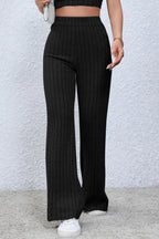 Basic Bae Full Size Ribbed High Waist Flare Pants - Trendsi
