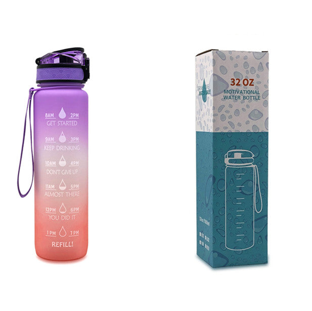 1L Motivational Water Bottle with Time Marker & Leakproof Cover – Ideal for Sports & Fitness