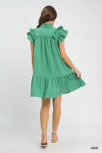 Umgee Flutter Sleeve Tiered Dress - Trendsi