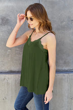 Basic Bae Full Size Lace Trim V-Neck Cami - Trendsi