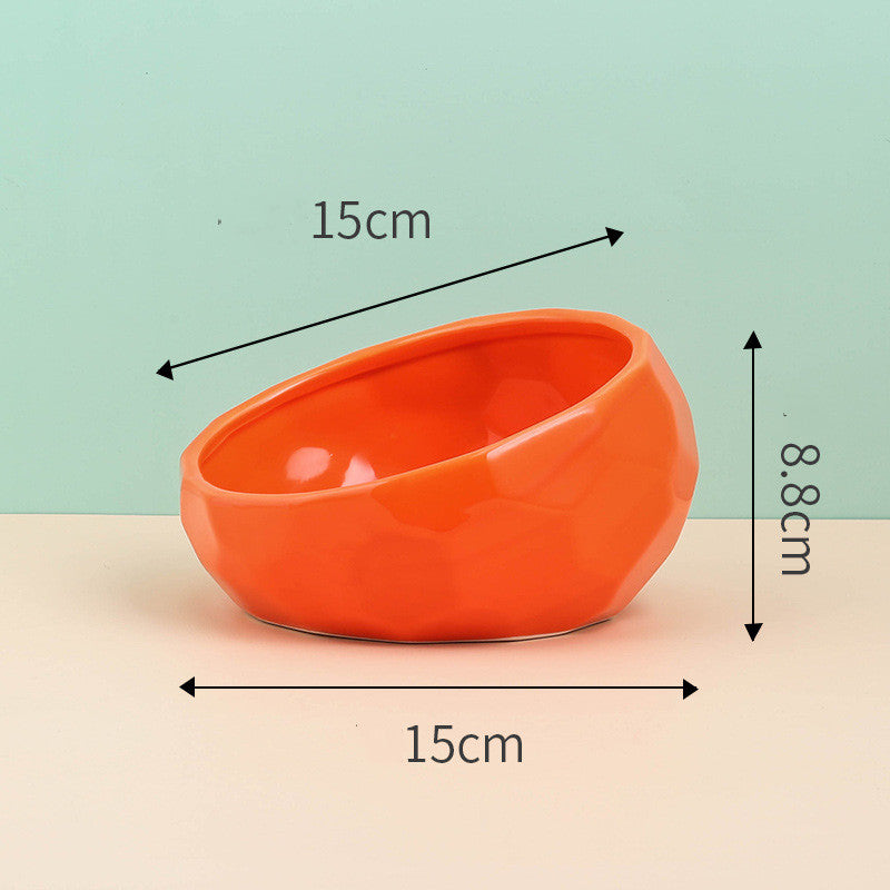 Pet Supplies Bowl Ceramic Cat Bowl Dog Bowl Oblique Mouth