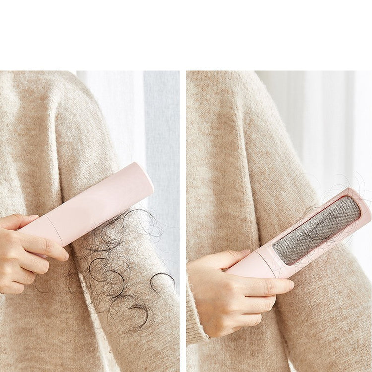 Brushing clothe with the 2 in 1 Reusable Pet Hair Remover Brush Lint Roller
