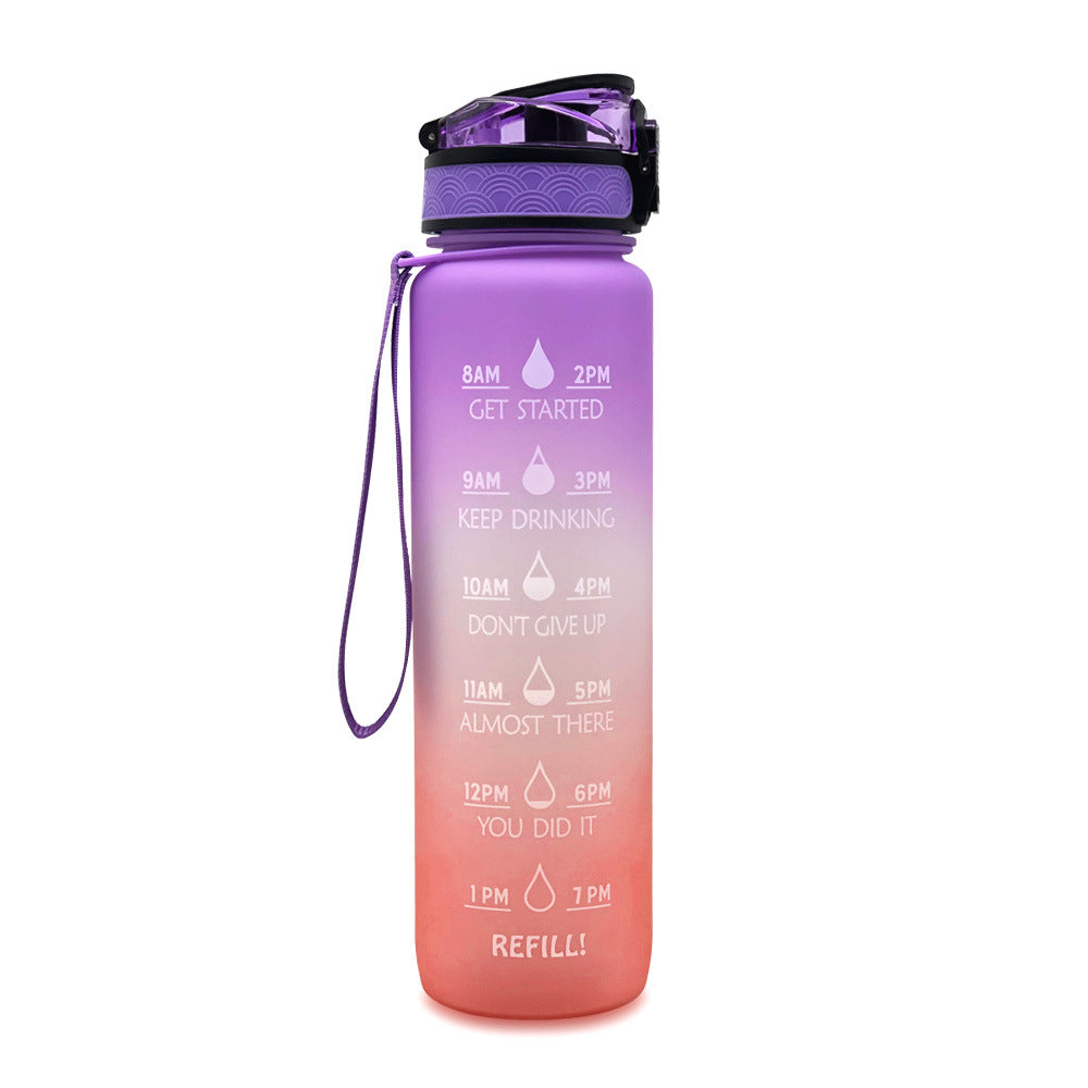 1L Motivational Water Bottle with Time Marker & Leakproof Cover – Ideal for Sports & Fitness