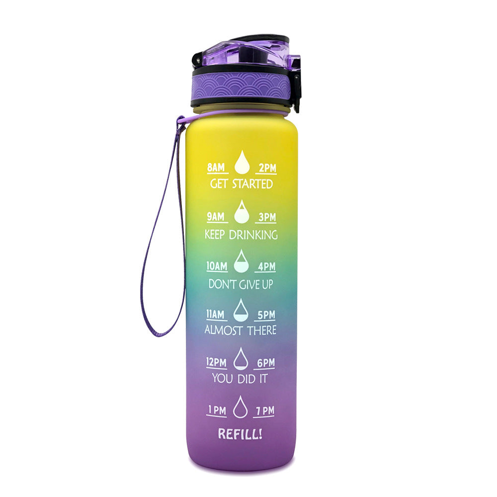1L Motivational Water Bottle with Time Marker & Leakproof Cover – Ideal for Sports & Fitness
