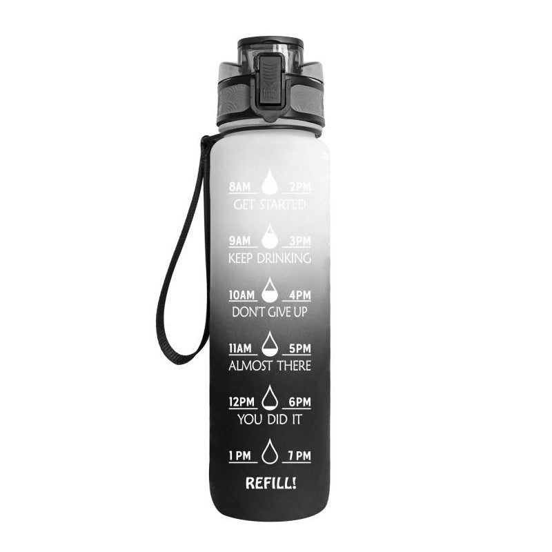 1L Motivational Water Bottle with Time Marker & Leakproof Cover – Ideal for Sports & Fitness