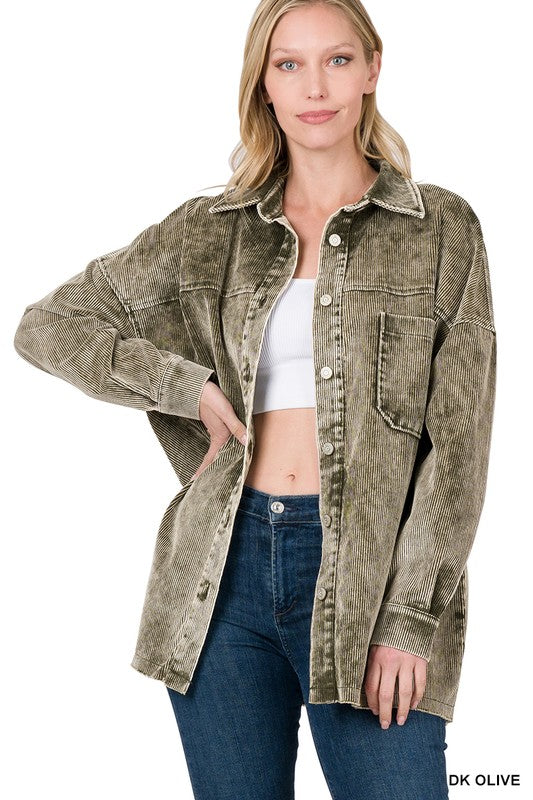 Oversized Premium Vintage Washed Corduroy Shacket