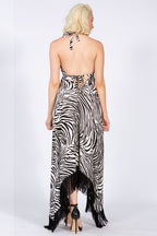 Fringed Trapeze Halter Dress