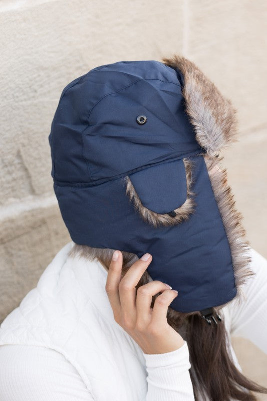 Alpine Aviator Trapper Hat with Faux Fur Lining