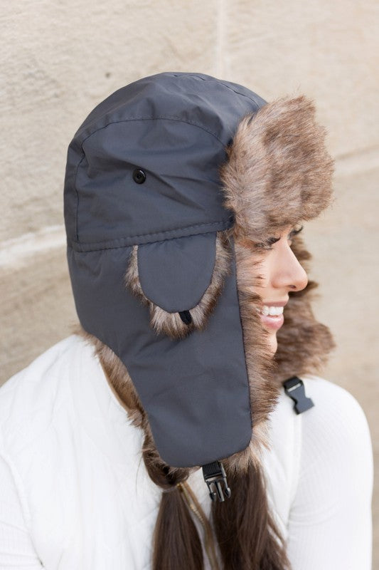 Alpine Aviator Trapper Hat with Faux Fur Lining
