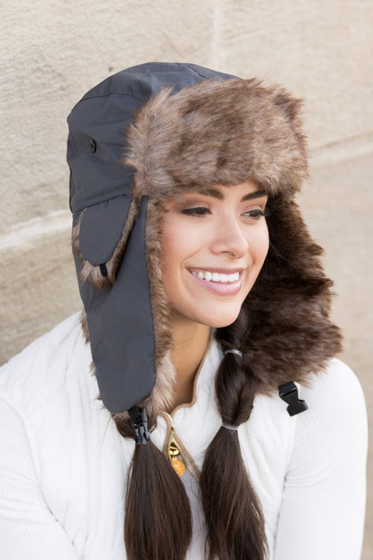 Alpine Aviator Trapper Hat with Faux Fur Lining