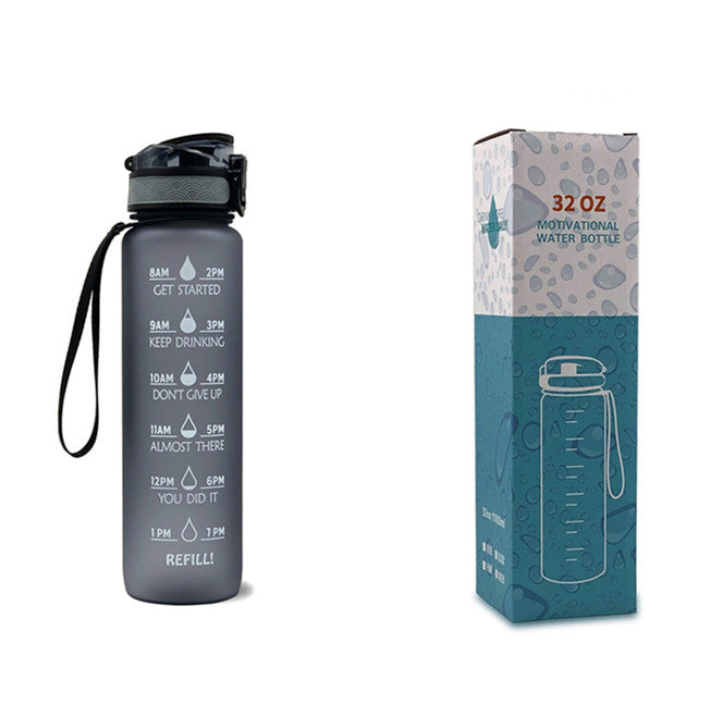 1L Motivational Water Bottle with Time Marker & Leakproof Cover – Ideal for Sports & Fitness