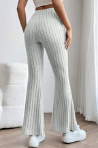 Basic Bae Full Size Ribbed High Waist Flare Pants - Trendsi