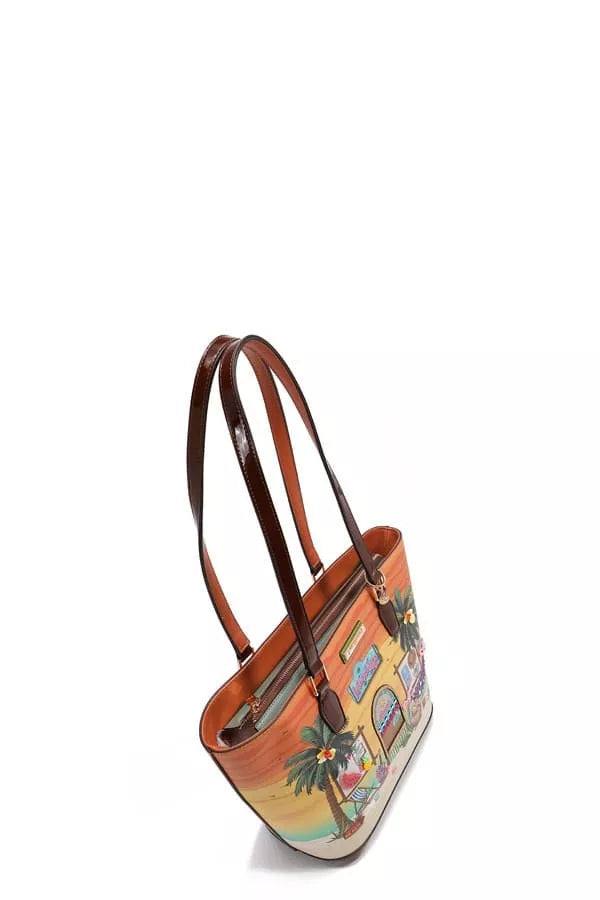 Nicole Lee USA Tropical Beach House Print Shopper Bag - Trendsi