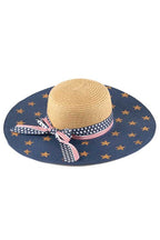 Americana Flag Printed Straw Floppy Sun Hat