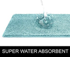 Blue Chenille Bath Mat Soft Bathroom Rug