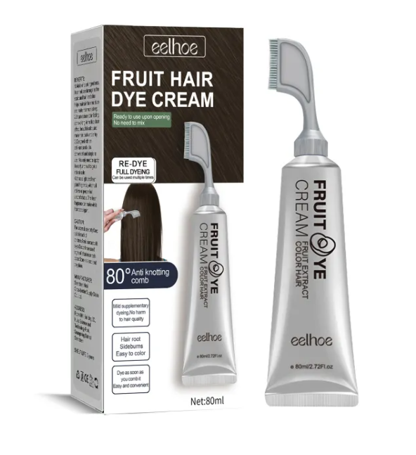 Natural Black Fruit Dye Cream – Gentle Gray Coverage with Built-In Comb - Enyohouse