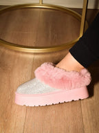 WILD DIVA Embellished Faux Fur Platform Booties - Trendsi