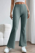 Basic Bae Full Size Ribbed High Waist Flare Pants - Trendsi