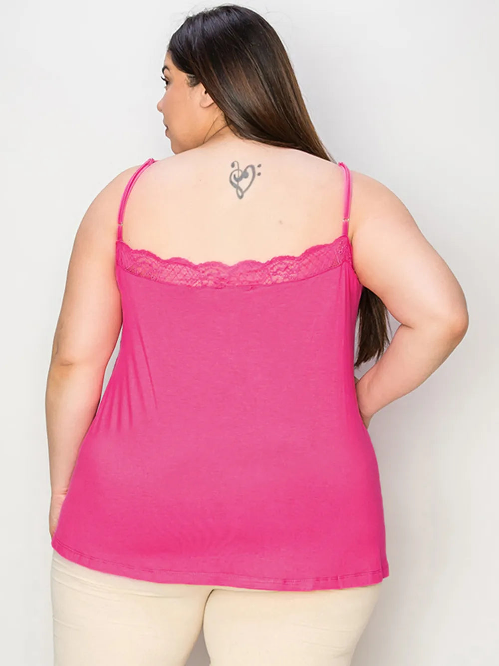 Basic Bae Full Size Lace Trim V-Neck Cami - Trendsi