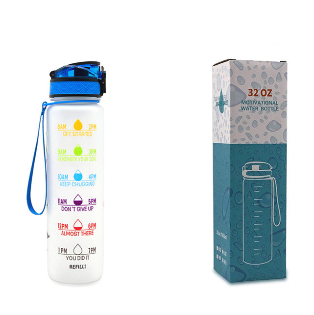 1L Motivational Water Bottle with Time Marker & Leakproof Cover – Ideal for Sports & Fitness