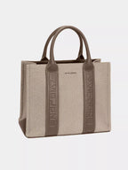 David Jones Canvas Tote Handbag with Contrast Leather Handles - Trendsi