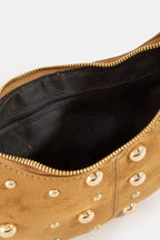 Fame Dome Studded Chrome Crescent Hand Bag - Trendsi