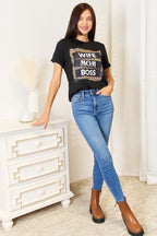 Simply Love WIFE MOM BOSS Leopard Graphic T-Shirt - Trendsi