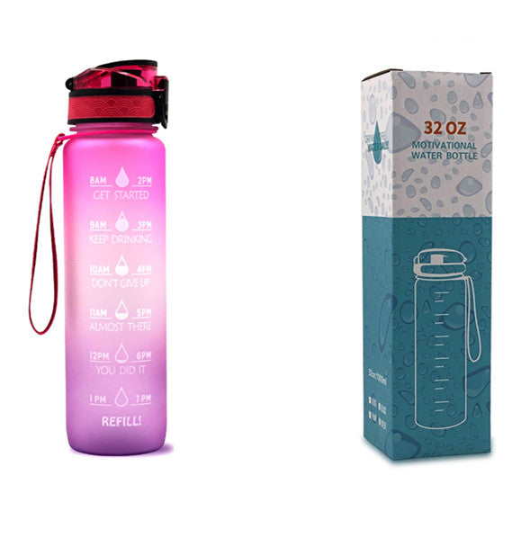 1L Motivational Water Bottle with Time Marker & Leakproof Cover – Ideal for Sports & Fitness