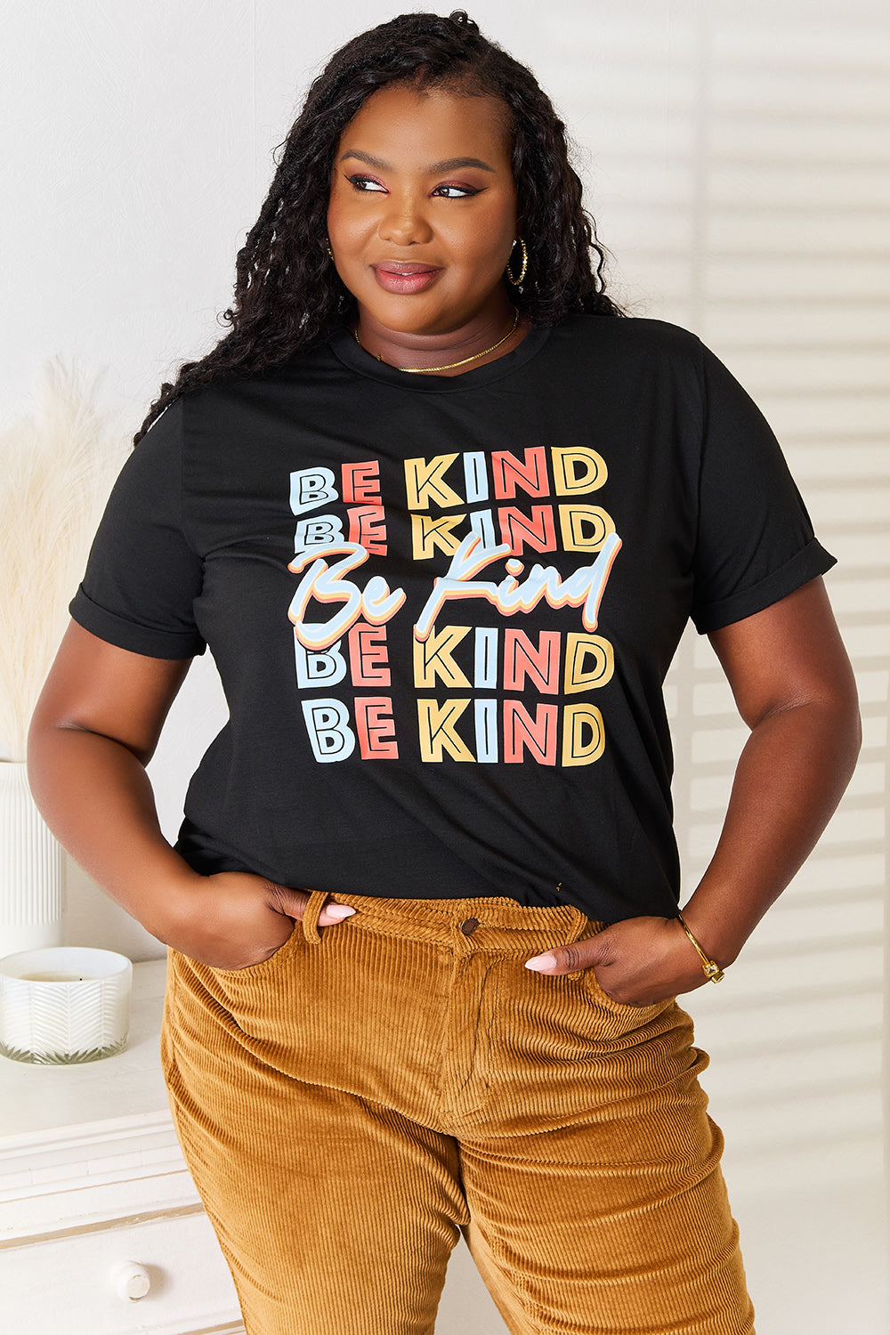 Simply Love BE KIND Graphic Round Neck T-Shirt - Trendsi
