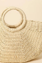 Fame Half Moon Straw Tote Bag - Trendsi