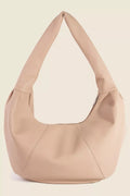 Fame Panel Stitch Crescent Leather Shoulder Bag - Trendsi