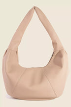 Fame Panel Stitch Crescent Leather Shoulder Bag - Trendsi