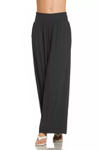 Zenana Smocked Waistband Wide Leg Lounge Pants - Trendsi