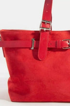 Fame Faux Leather Buckle Strap Detail Tote Bag - Trendsi