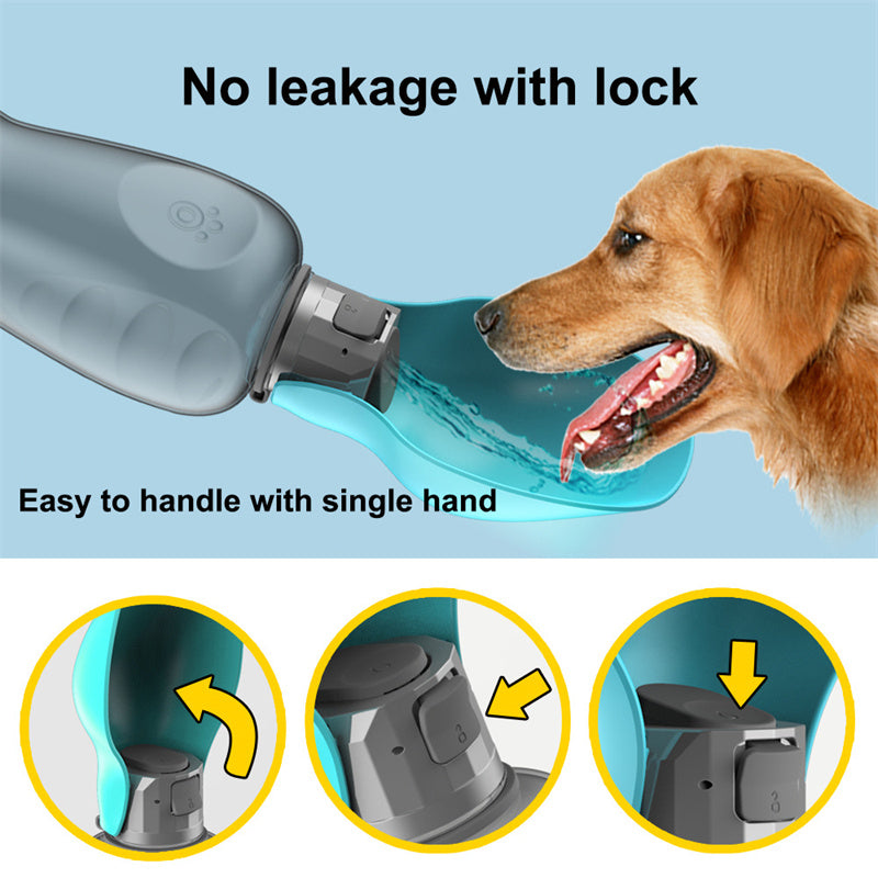 Portable 800ml Dog Water Bottle with Foldable Drinking Bowl - Leakproof and High Capacity - Ideal for Outdoor Walks and Adventures