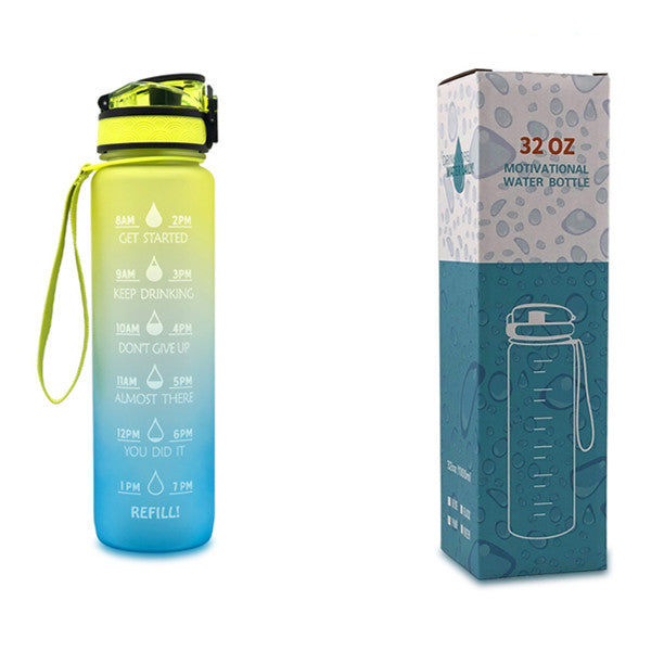 1L Motivational Water Bottle with Time Marker & Leakproof Cover – Ideal for Sports & Fitness