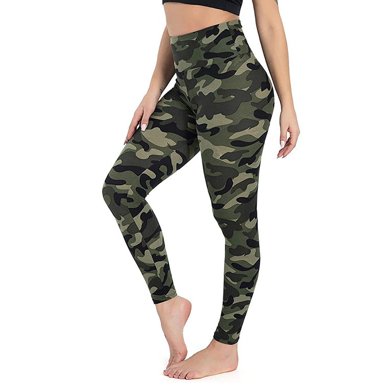 lulu high-waisted peach-hip yoga pants, outdoor elastic tight quick-drying leggings, women's print - Hypersku