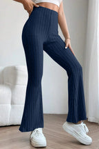Basic Bae Full Size Ribbed High Waist Flare Pants - Trendsi