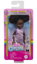 Barbie 6.3" Chelsea Small Doll Brown Hair/Brown Eyes Wearing Removable Purple Floral Dress with Space Buns