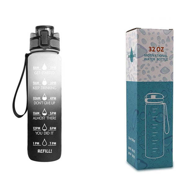 1L Motivational Water Bottle with Time Marker & Leakproof Cover – Ideal for Sports & Fitness