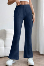 Basic Bae Full Size Ribbed High Waist Flare Pants - Trendsi