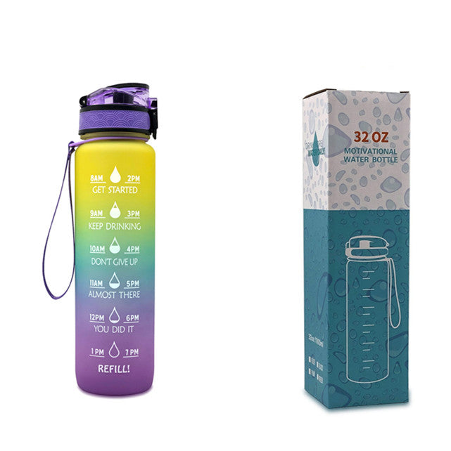 1L Motivational Water Bottle with Time Marker & Leakproof Cover – Ideal for Sports & Fitness