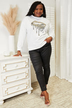 Simply Love Graphic Dropped Shoulder Round Neck Sweatshirt - Trendsi