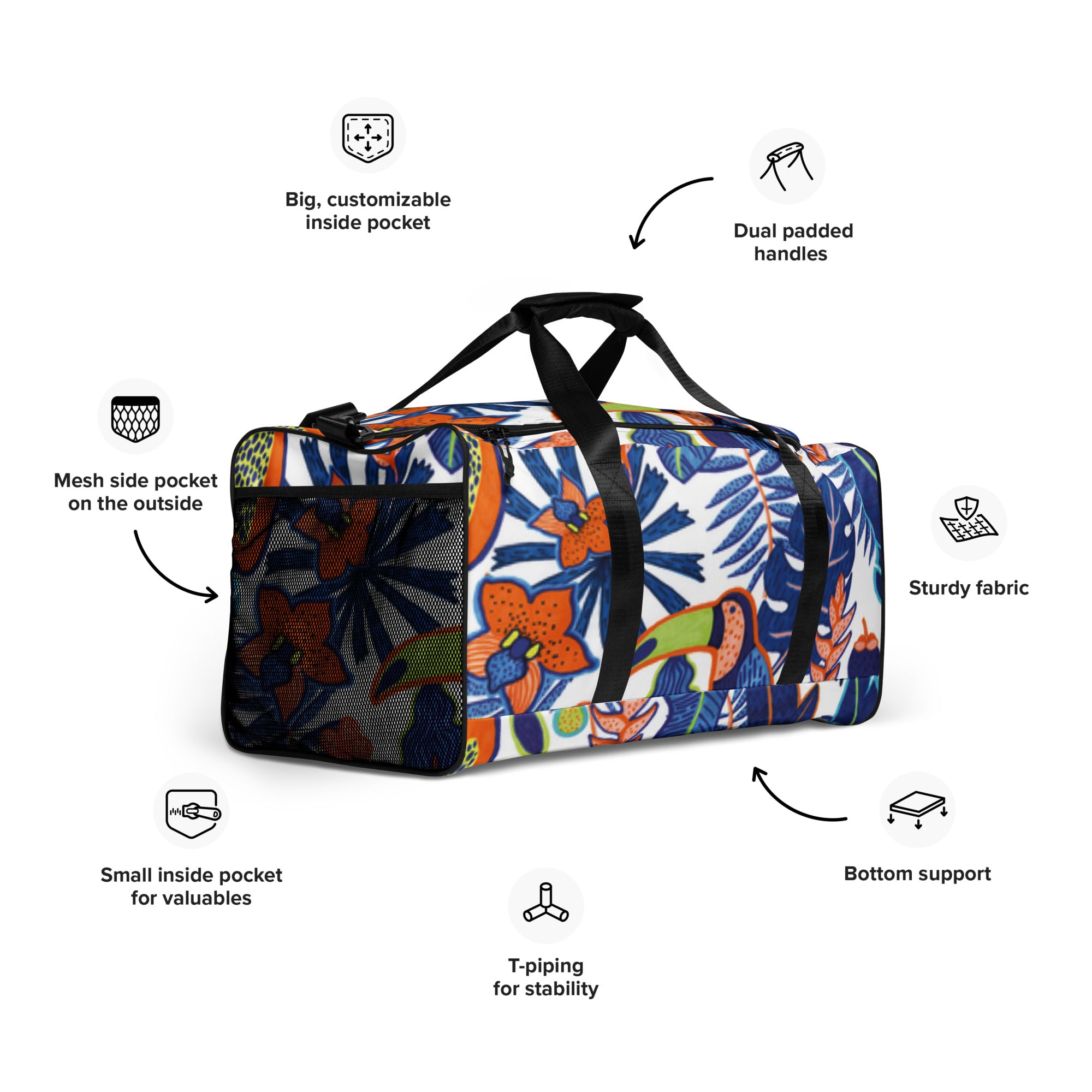 Tropical Toucan Duffle Bag – Travel or Gym