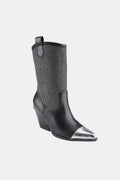 Weeboo Chunky Heel Rhinestone Western Cowboy Boots - Trendsi
