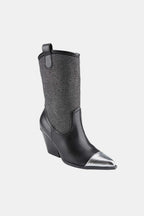 Weeboo Chunky Heel Rhinestone Western Cowboy Boots - Trendsi