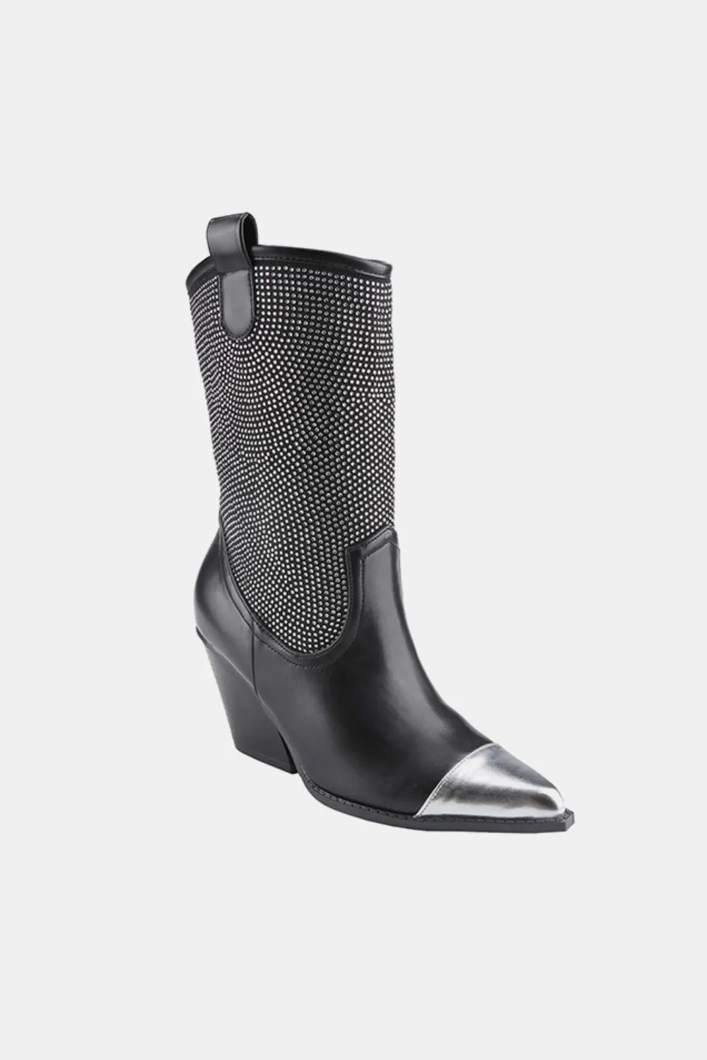 Weeboo Chunky Heel Rhinestone Western Cowboy Boots - Trendsi