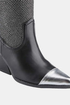 Weeboo Chunky Heel Rhinestone Western Cowboy Boots - Trendsi