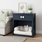 Vintage Pet Bed Cabinet with LED Light – Farmhouse-Style Multi-Use Table