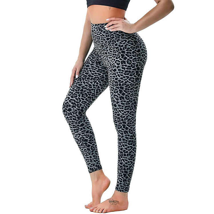 lulu high-waisted peach-hip yoga pants, outdoor elastic tight quick-drying leggings, women's print - Hypersku